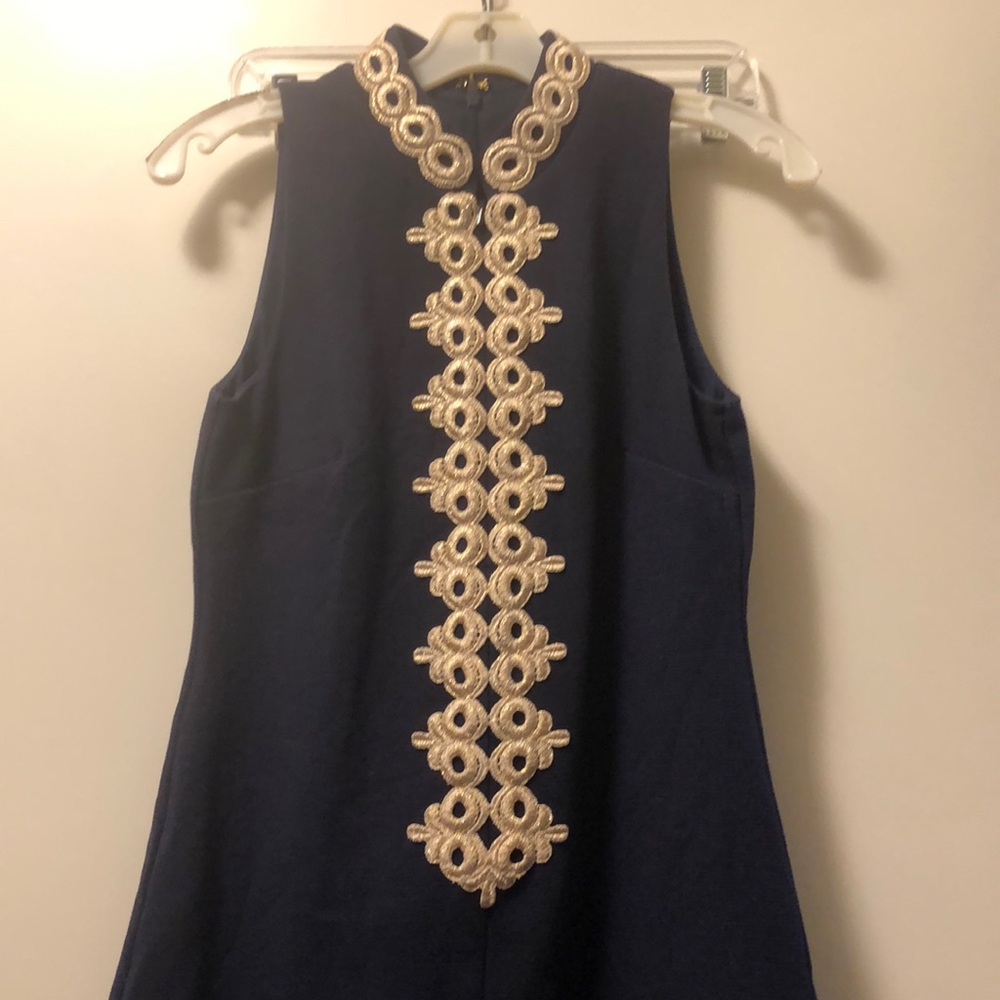 Lily Pulitzer Navy and Gold mini dress size small
